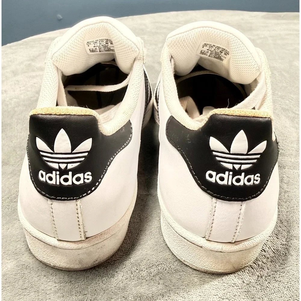 Adidas Superstar Mens 8 White Black Shell Toe Sneakers Leather Classic